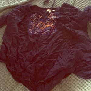 Long sleeved blue flowy shirt